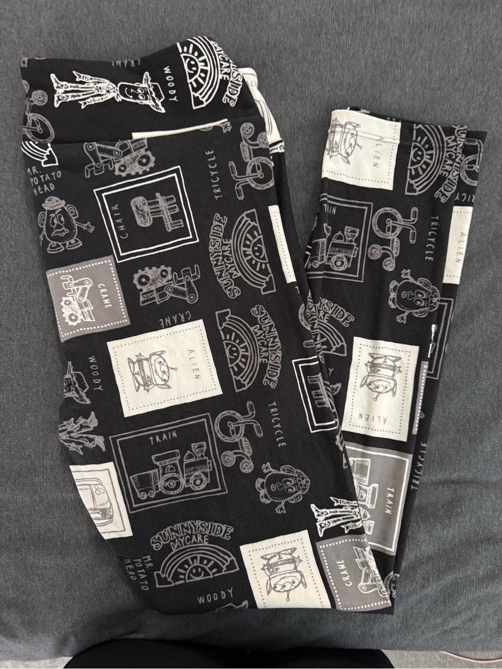 Black & White Toy Story Patchwork Leggings Lularoe size TC bnwt